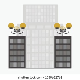 building street gate light lanterns vector