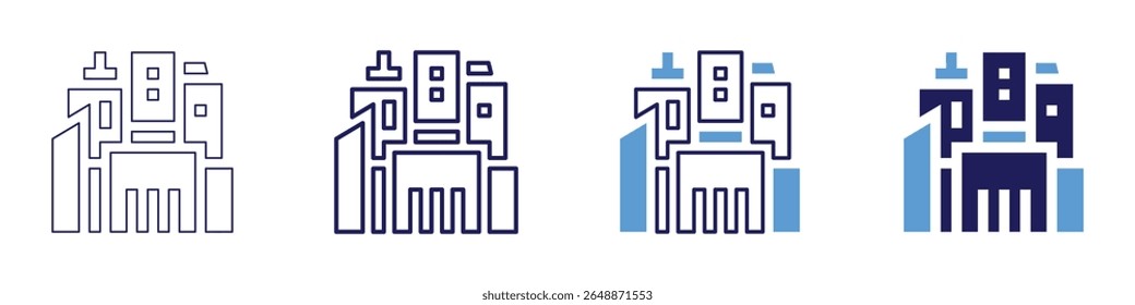 Bauen Stärke Symbol in 4 verschiedenen Stilen. Dünne Linie, Linie, Fette Linie, Duotone. Duotone-Stil. Bearbeitbarer Strich.