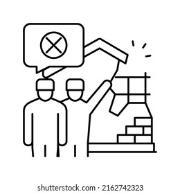 Baustreifen-Op-Linie Symbol Vektorgrafik. Absperrschild für Baustreifen. isoliertes Kontursymbol