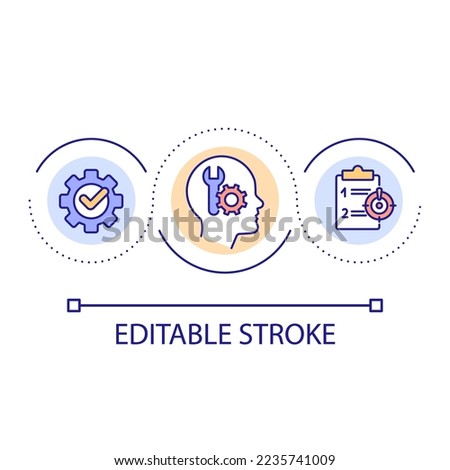 Building strong mindset loop concept icon. Self management. Develop mental toughness abstract idea thin line illustration. Self discipline. Isolated outline drawing. Editable stroke. Arial font used