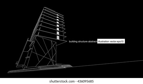 building structure abstract, 3d illustration, vector
