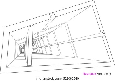 building structure abstract, 3d illustration, vector