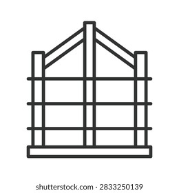 Building structure and architectural framework icon in line design. Structure, building, construction, architecture, grid, framework, tower on white background vector. Building structure and architect