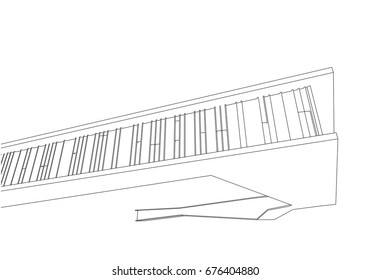 building structure architecture abstract drawing, 3d illustration vector