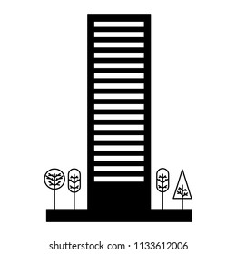 building structure with trees plants isolated icon