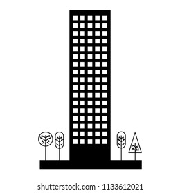 building structure with trees plants isolated icon