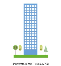 building structure with trees plants isolated icon
