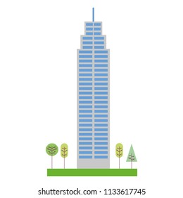 building structure with trees plants isolated icon