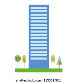 building structure with trees plants isolated icon