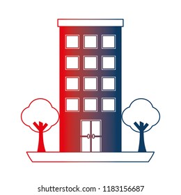 building structure with trees plants isolated icon