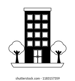 building structure with trees plants isolated icon