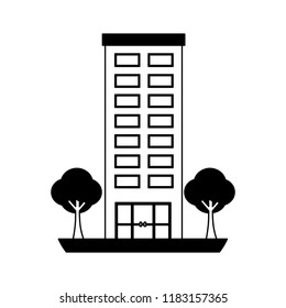 building structure with trees plants isolated icon