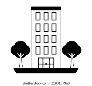 building structure with trees plants isolated icon