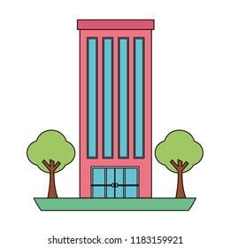 building structure with trees plants isolated icon