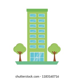 building structure with trees plants isolated icon