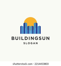 Building sun logo icon design template 