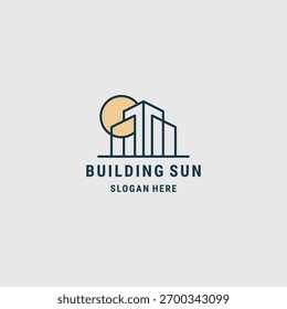 Ilustración vectorial de Plantilla de diseño de icono de estilo de logotipo de sol de construcción