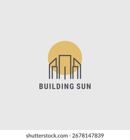 Diseño de la Ilustración vectorial de la Plantilla del logotipo del sol del edificio