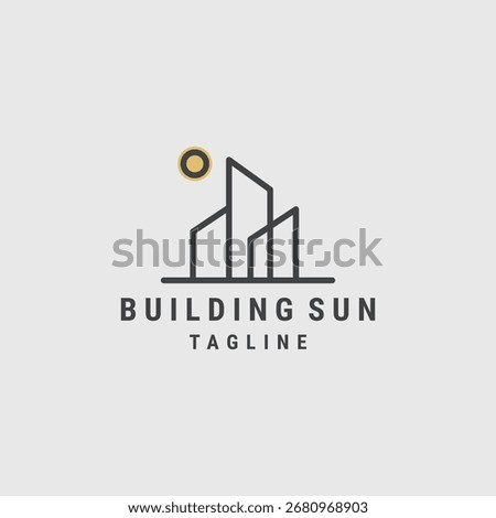 Building sun logo vector icon illustration style