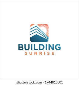 building sunrise logo vector template. Vector illustration.