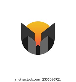 building and sunset logo design