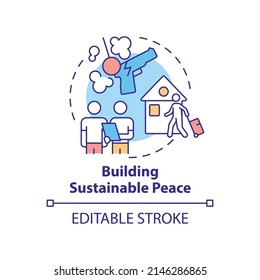 Building Sustainable Peace Concept Icon. Post Conflict Recovery Abstract Idea Thin Line Illustration. Violence Prevention. Isolated Outline Drawing. Editable Stroke. Arial, Myriad Pro-Bold Fonts Used