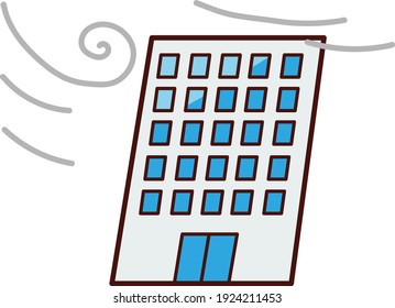 A building swaying due to a typhoon