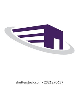 Gebäude mit Swoosh-Logo-Design