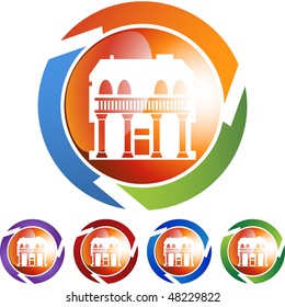 Building symbol isolated web icon on a background.