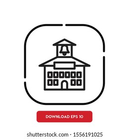 Building symbol, school outline vector icon