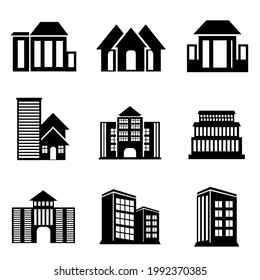 Building symbol template. building icons illustration. black and white color 