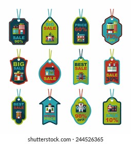 Building tag flat design background set, eps10