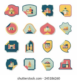 Building tag flat design background set, eps10