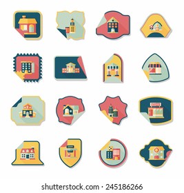 Building tag flat design background set, eps10
