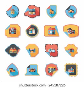 Building tag flat design background set, eps10