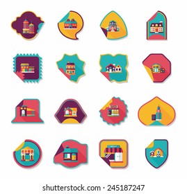 Building tag flat design background set, eps10