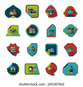 Building tag flat design background set, eps10