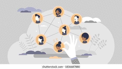 Building Team With Members Selection For Work Project Tiny Persons Concept. Professional Recruitment And Hiring With Specific Skills For Job Vector Illustration. Successful Business Teamwork Planning.