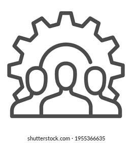 Building team, square line vector icon.