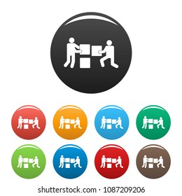 Building teamwork icon. Simple illustration of building teamwork vector icons set color isolated on white
