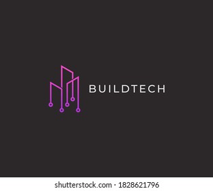 Building tech logo design template vector