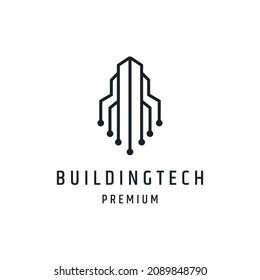 Building Tech Logo Linear Style Icon On White Backround