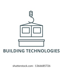 Building technologies line icon, vector. Building technologies outline sign, concept symbol, flat illustration