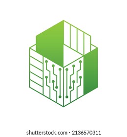 Diseño del logotipo del circuito de tecnología de construcción