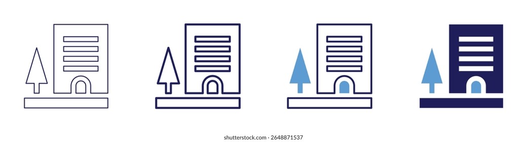 Building technology icon in 4 different styles. Thin Line, Line, Bold Line, Duotone. Duotone style. Editable stroke.