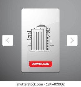 Building, Technology, Smart City, Connected, internet Line Icon in Carousal Pagination Slider Design & Red Download Button