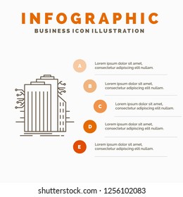 Building, Technology, Smart City, Connected, internet Infographics Template for Website and Presentation. Line Gray icon with Orange infographic style vector illustration