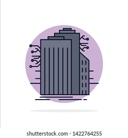 Building, Technology, Smart City, Connected, internet Flat Color Icon Vector