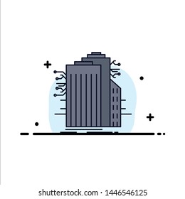 Building, Technology, Smart City, Connected, internet Flat Color Icon Vector