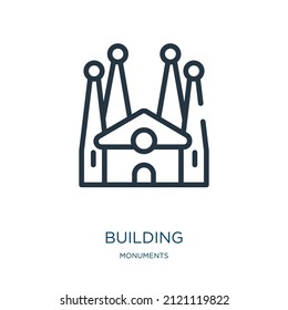  building thin line icon. building, travel linear icons from monuments concept isolated outline sign. Vector illustration symbol element for web design and apps.